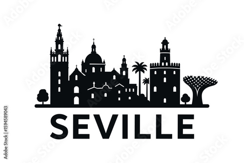 City skyline with iconic buildings and landmarks of Seville