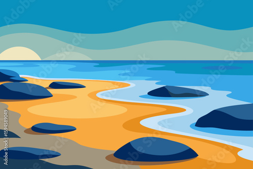 Beachside Rocks and Tide Pools in Morning Light