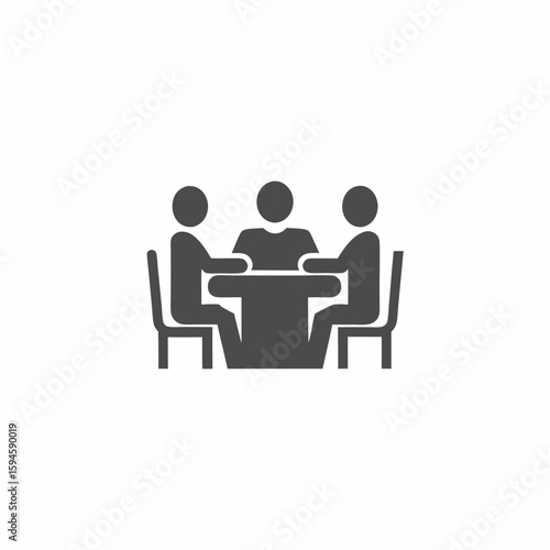 Three People Sitting Around a Table in a Meeting Icon
