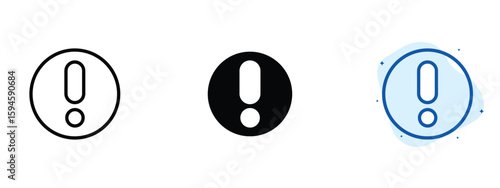 set of pixel perfect colored Warning icon, 1 silhouette, 1 Unexpanded, Triangle with exclamation mark representing caution or alert.