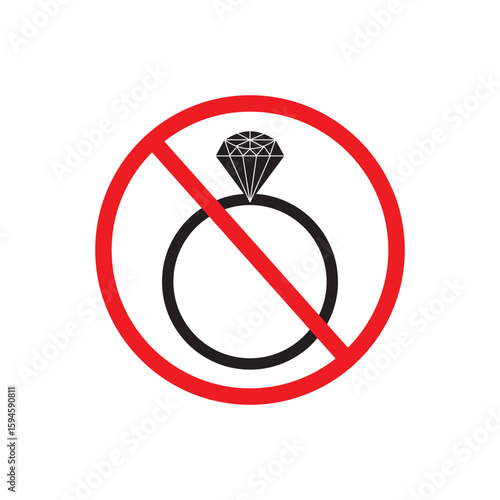No jewelry icon. Flat No jewelry symbol. vector illustration