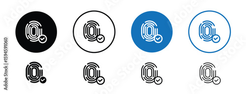 set of pixel perfect colored Biometrics icon, 1 silhouette, 1 Unexpanded, Fingerprint or face recognition illustration, used for security access.