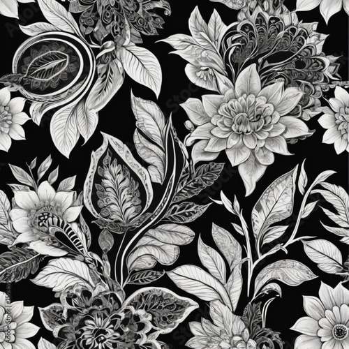 Wallpaper Mural black and white seamless pattern Torontodigital.ca