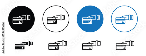 set of pixel perfect colored Card payment icon, 1 silhouette, 1 Unexpanded, Credit card icon representing digital transactions.