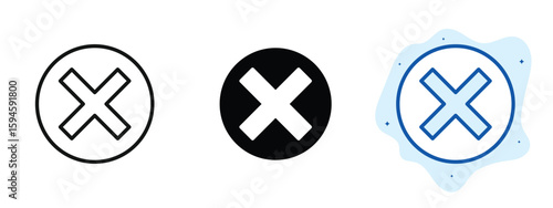 set of pixel perfect colored Close icon, 1 silhouette, 1 Unexpanded, Cross or �X� icon used to exit or dismiss content.
