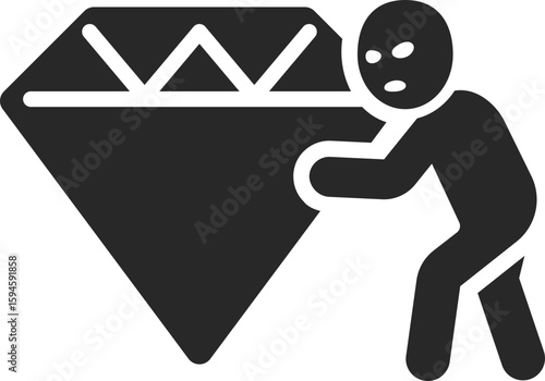 Thief stealing diamond icon showing crime, robber, and high-value burglary with masked criminal figure