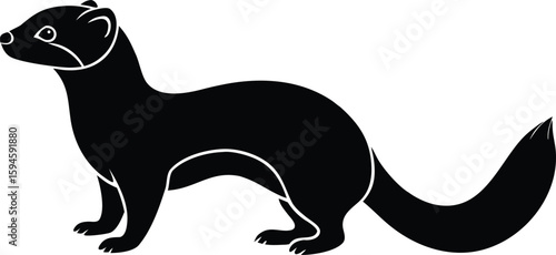 High quality ferret silhouette for digital and print project