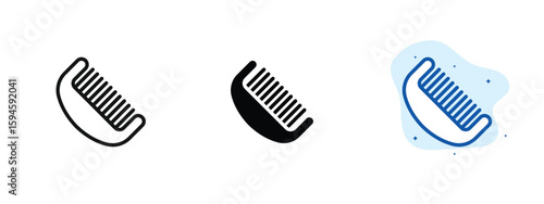 set of pixel perfect colored Comb icon, 1 silhouette, 1 Unexpanded, Hair comb illustration symbolizing grooming or haircare.