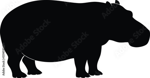 Minimalist hippo silhouette vector for print