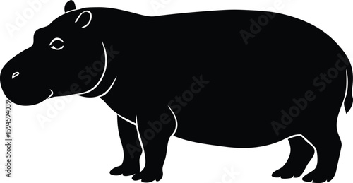 Hippo silhouette vector for logo and branding