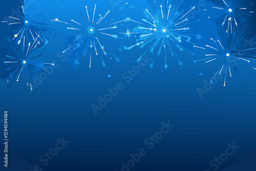 Elegant Blue Background with White Fireworks for Celebrations and Festive Occasions Design
