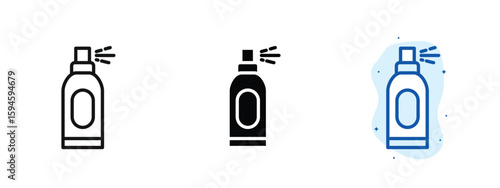 set of pixel perfect colored Hair spray icon, 1 silhouette, 1 Unexpanded, Aerosol can used for setting hairstyles.