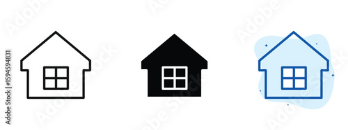 set of pixel perfect colored Home icon, 1 silhouette, 1 Unexpanded, Symbolic icon of a house, often used for navigation or homepage.