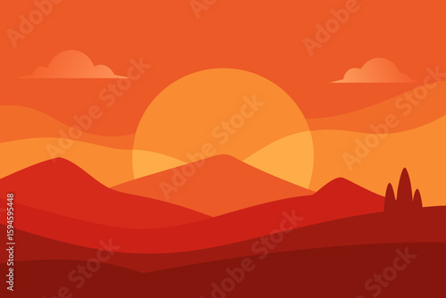 sunset across desert plain