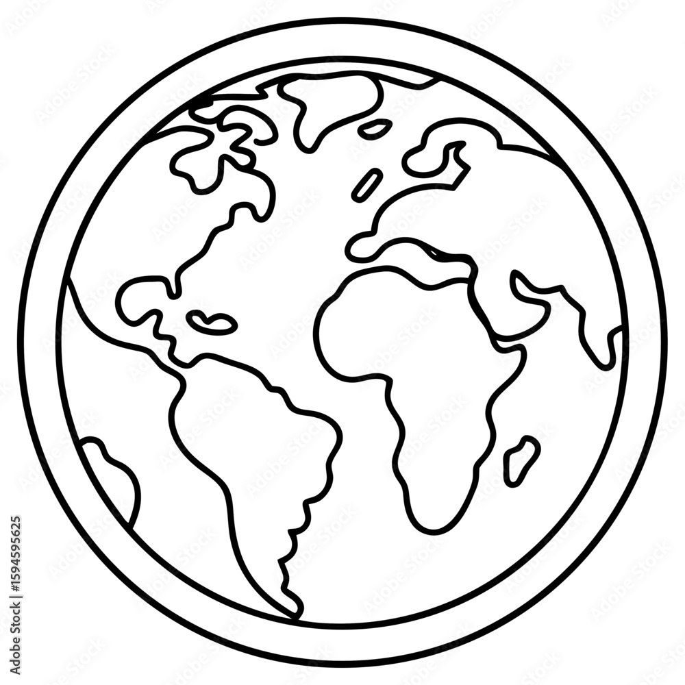 Save the Earth Line Drawing Illustration Save the Earth Line Drawing Illustration