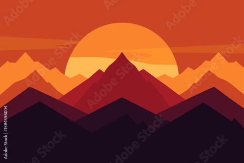 sunset on mountain ridges