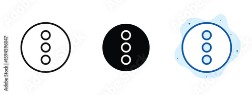 set of pixel perfect colored More icon, 1 silhouette, 1 Unexpanded, Three dots indicating additional options.