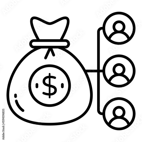 Dollar with human avatars showcasing shareholders icon