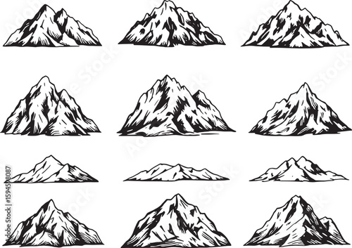 Mountain landscape vector line art minimalist design inspired calmness invited serenity