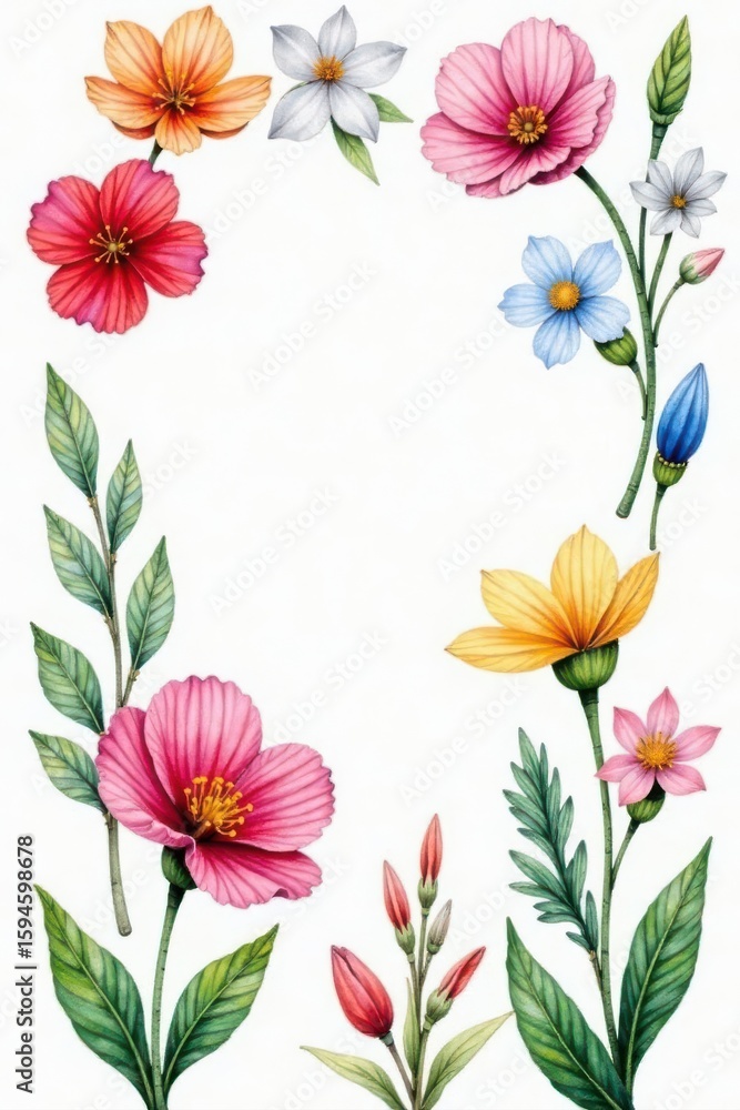 Fototapeta premium Hand-painted watercolor flower collection; ideal for textile prints , colorful, print, paint