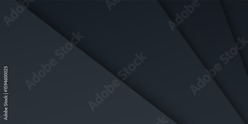 Dark neutral background for wide banner. Abstract Illustration. Luxurious black line background