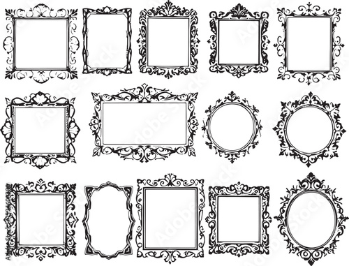 Vintage frame design line art invited grace ornate curves intricate motifs