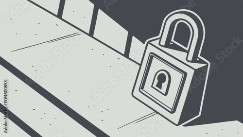 Simple Illustration of a Padlock on a Surface.
