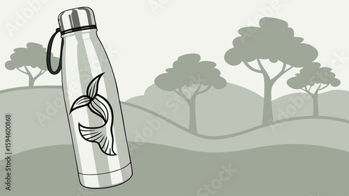Sleek Stainless Steel Water Bottle with Fishtail Design.