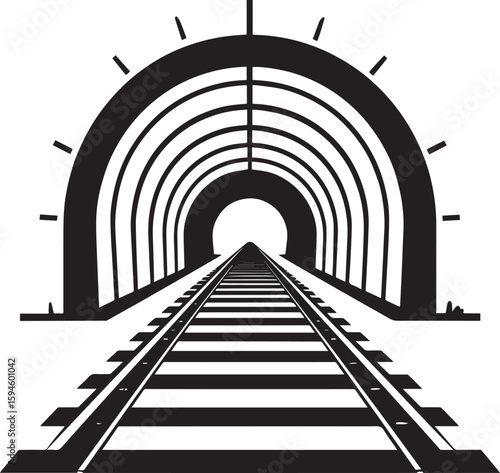 Tunnel Silhouette Vector Format – Black Underground Passage Illustration