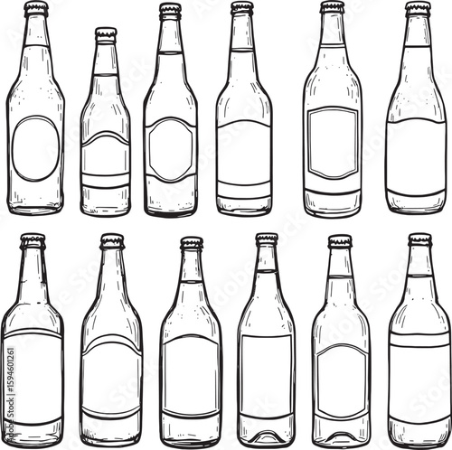 Bottle of beer line art invited clean crisp modern beverage icon
