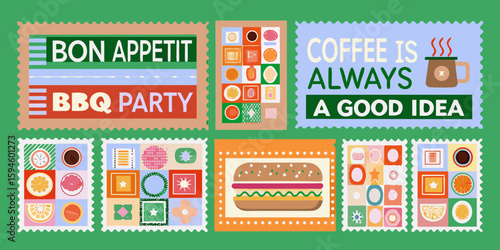 Fun food and coffee themed graphic design with text