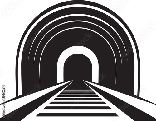 Tunnel Silhouette Vector Format – Black Underground Passage Illustration