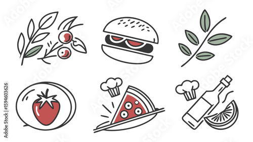 Cute Food Icons Collection.