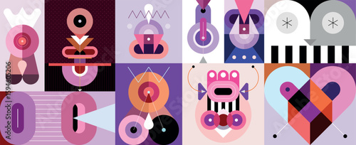 Collection of abstract shapes and geometric designs, decorative vector elements. They are each on a separate layer and can be used as a standalone image.