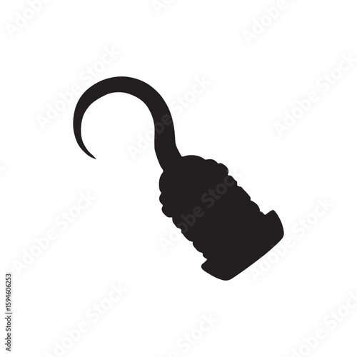Pirate hook silhouette. Vector image