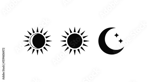 Vector art of sun and moon icons representing day and night