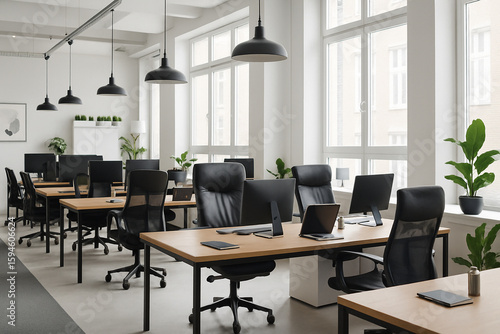 Wallpaper Mural Modern office interior with an empty desk. Business office concept Torontodigital.ca