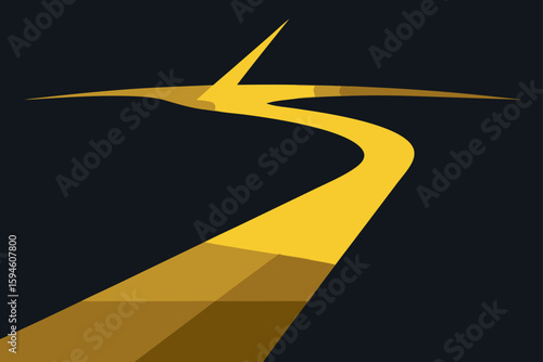 Slow Moving River Lit by Golden Beams Through Fog Vector
