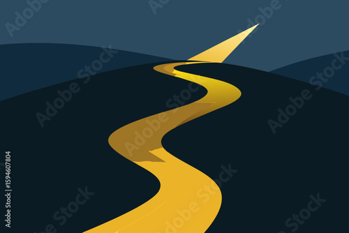 Slow Moving River Lit by Golden Beams Through Fog