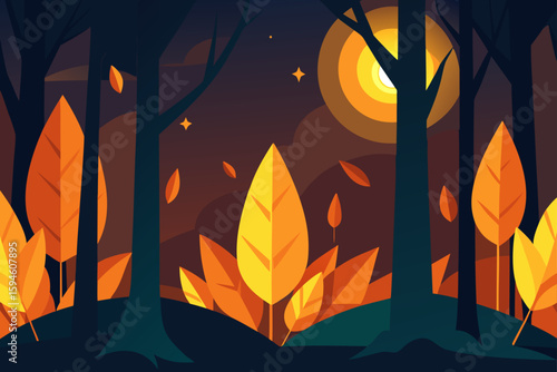 Warm Light on Leaves in Forest Clearing