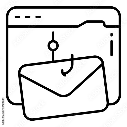 A glyph design icon of email phishing