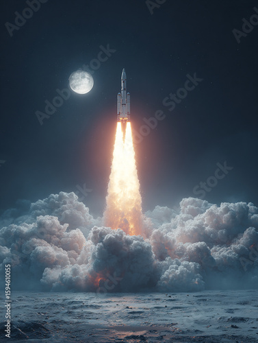 rocket launching, space exploration, moon.