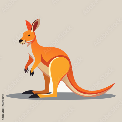 Orange kangaroo standing on its hind legs, with plain background