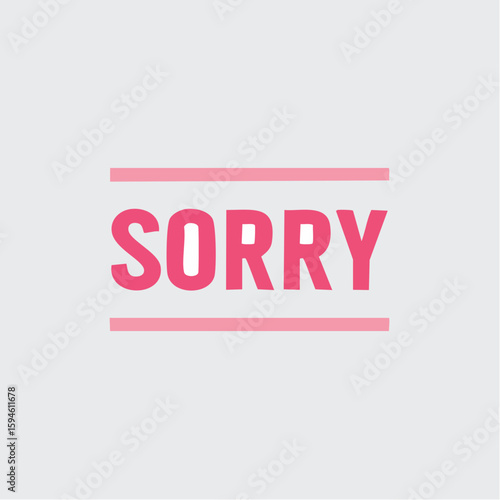 Apology expression says sorry in pink on a light background