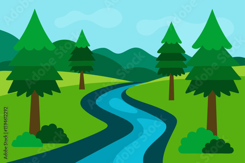 forest stream with green banks