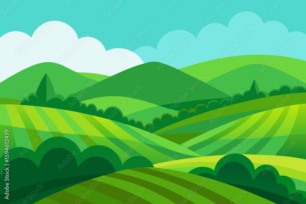 Obraz premium green landscape with rolling terrain