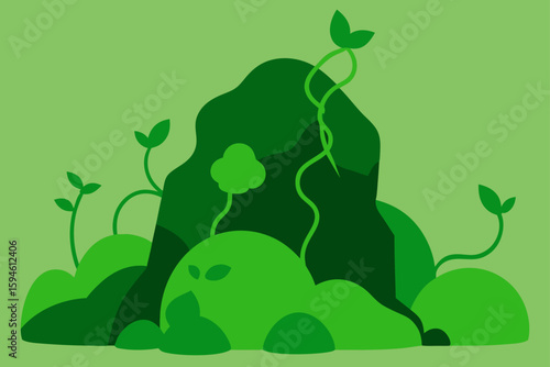 green covered rocks and vines