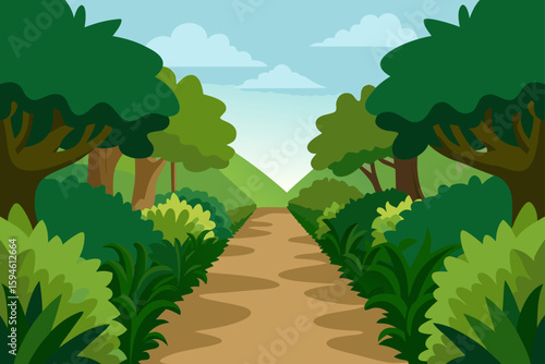 overgrown garden path in nature