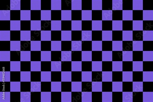 Black purple background with checker board and stars. Geometric pastel square texture in vintage y2k style. Psychedelic frame bundle. Purple black background, wallpaper