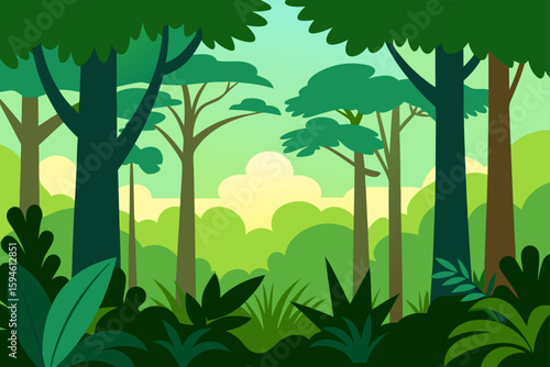tropical forest with thick canopy